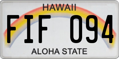 HI license plate FIF094
