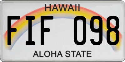 HI license plate FIF098
