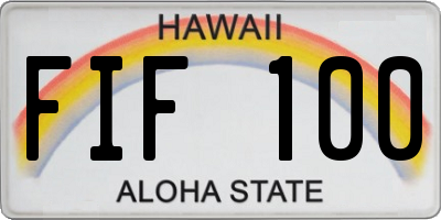 HI license plate FIF100
