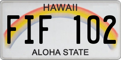 HI license plate FIF102
