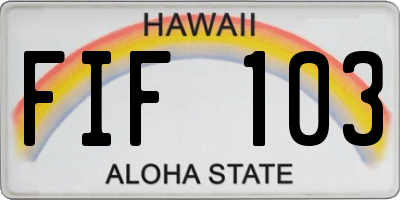 HI license plate FIF103