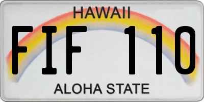HI license plate FIF110