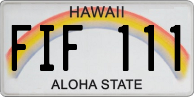 HI license plate FIF111