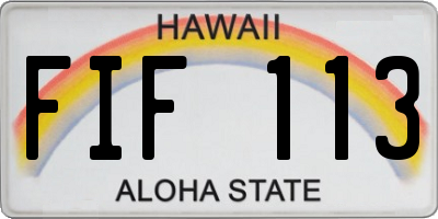 HI license plate FIF113