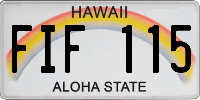 HI license plate FIF115