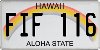 HI license plate FIF116