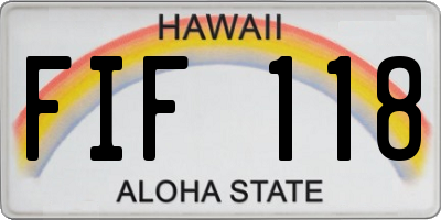 HI license plate FIF118