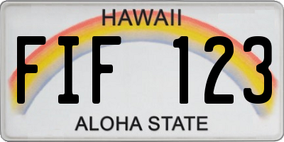 HI license plate FIF123