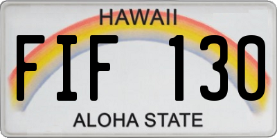 HI license plate FIF130