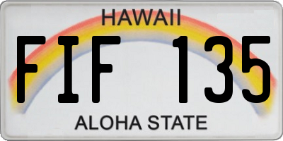 HI license plate FIF135
