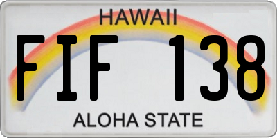 HI license plate FIF138