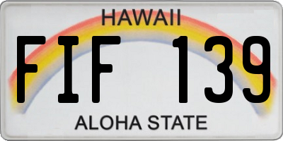 HI license plate FIF139