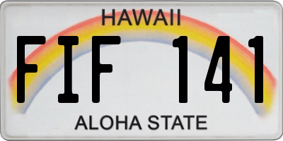 HI license plate FIF141