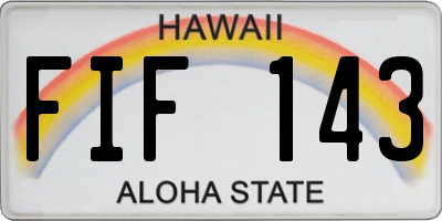 HI license plate FIF143