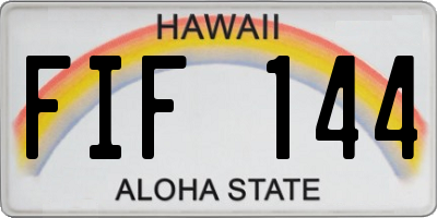 HI license plate FIF144