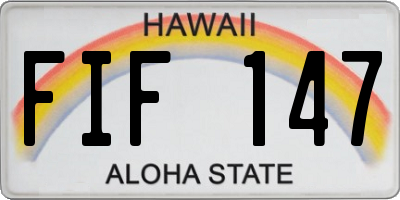 HI license plate FIF147