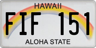 HI license plate FIF151