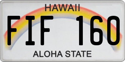 HI license plate FIF160