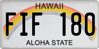 HI license plate FIF180