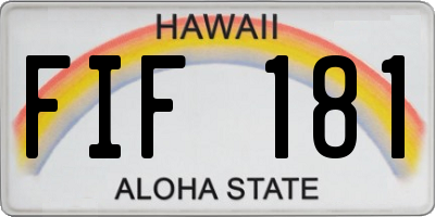 HI license plate FIF181
