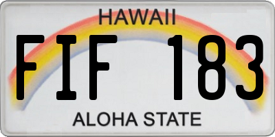 HI license plate FIF183