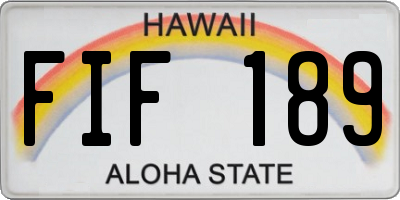 HI license plate FIF189
