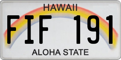 HI license plate FIF191