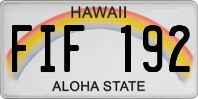 HI license plate FIF192
