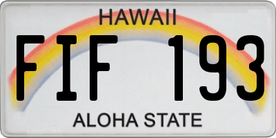 HI license plate FIF193