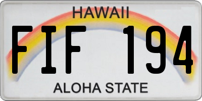 HI license plate FIF194