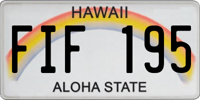 HI license plate FIF195