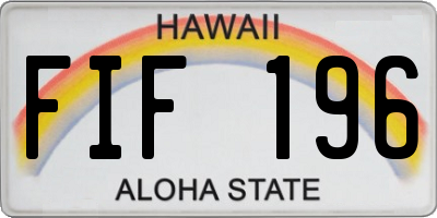 HI license plate FIF196