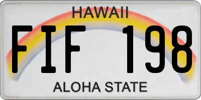 HI license plate FIF198
