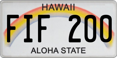 HI license plate FIF200