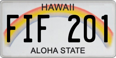 HI license plate FIF201