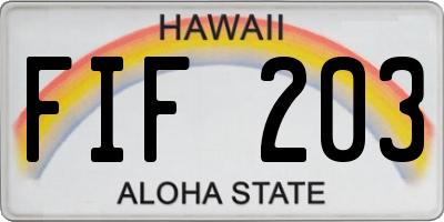 HI license plate FIF203