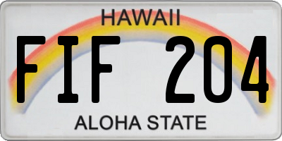 HI license plate FIF204