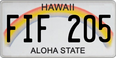 HI license plate FIF205