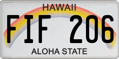 HI license plate FIF206
