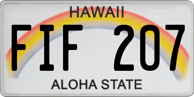 HI license plate FIF207