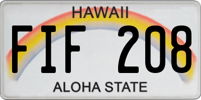 HI license plate FIF208