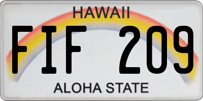 HI license plate FIF209