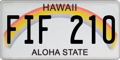 HI license plate FIF210