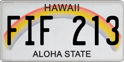 HI license plate FIF213