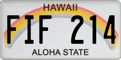 HI license plate FIF214