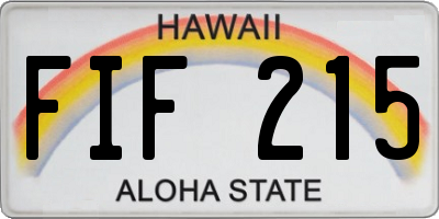 HI license plate FIF215