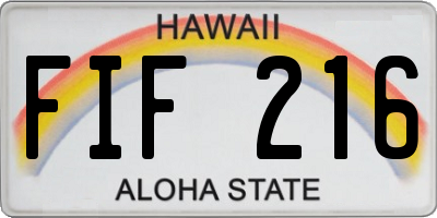 HI license plate FIF216
