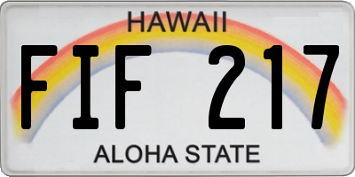 HI license plate FIF217