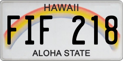 HI license plate FIF218
