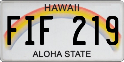 HI license plate FIF219
